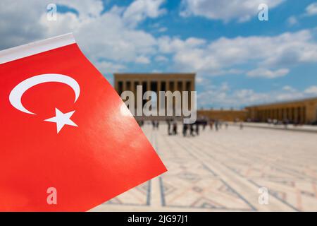 Drapeau turc et Anitkabir à Ankara. Jours fériés ou jours fériés turcs. 29th octobre jour de la république ou 29 ekim cumhuriyet bayrami photo de fond. S Banque D'Images