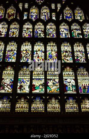 Écran sculpté dans l'église de Ledbury Banque D'Images