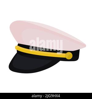 Captain Hat illustration vectorielle uniforme icône. Casquette de bateau et symbole marin. Ocean Mariner professionnel et vêtements commandant de marine ou skipp Illustration de Vecteur