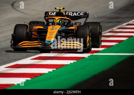 Spielberg, Autriche, 08th juillet 2022, Lando Norris, du Royaume-Uni, concurrence pour McLaren F1 . Qualification, partie 11 du champion de Formule 1 2022 Banque D'Images