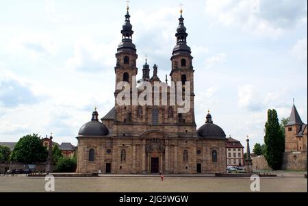 Cathédrale Fulda, lieu de sépulture de Saint-Boniface, monument architectural baroque, achevé en 1712, Fulda, Allemagne Banque D'Images