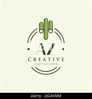 AZ lettre initiale vert cactus logo modèle vecteur Illustration de Vecteur