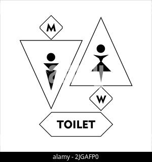 Ensemble d'affiches Vector pour toilettes, hommes et femmes. Silhouettes noires des gens. Icônes de toilettes vectorielles Illustration de Vecteur