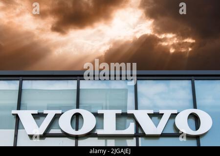 Werbe- und Firmenschild der Firma VOLVO Banque D'Images