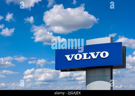 Werbe- und Firmenschild der Firma VOLVO Banque D'Images