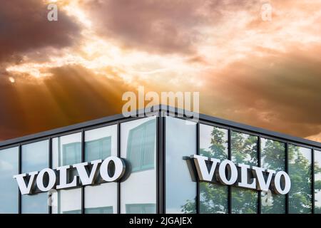 Werbe- und Firmenschild der Firma VOLVO Banque D'Images