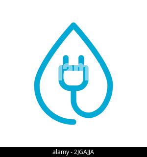 Icône de ligne de bouchon de goutte d'eau. Énergie hydraulique. Symbole de goutte bleu. Ressources énergétiques durables. Production d'énergie propre renouvelable. Zéro émission. Vecteur Illustration de Vecteur