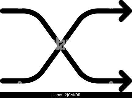 icône de lecture aléatoire par flèche. Simple ligne fine, vectorisation de flèches icônes pour interface utilisateur et UX, site Web ou application mobile sur fond blanc Illustration de Vecteur