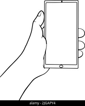 Smartphone portable, écran vide avec ombre, maquette de téléphone mobile, application sur écran tactile. Illustration vectorielle de la personne utilisant un téléphone portable. Illustration de Vecteur