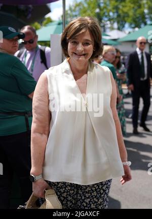 Cherie Blair le treize jour des Championnats de Wimbledon 2022 au All England Lawn tennis and Croquet Club, Wimbledon. Date de la photo: Samedi 9 juillet 2022. Banque D'Images