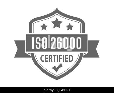 ISO 26000. Le logo de la normalisation pour les sites Web, les applications et la conception thématique. Style plat Illustration de Vecteur