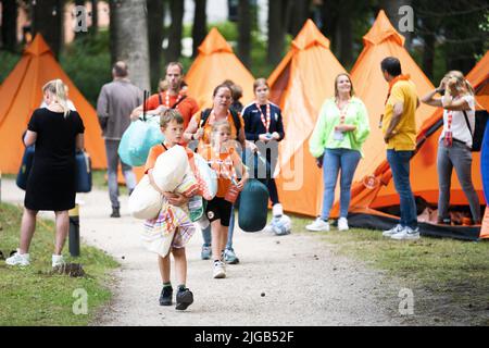 2022-07-09 14:19:55 ZEIST - les partisans des femmes Orange au Camping van Oranje. Au total, six cents fans peuvent séjourner au camping de Zeisterbossen lors de tous les matches de championnat d'Europe d'Orange. ANP JEROEN JUMELET pays-bas sortie - belgique sortie Banque D'Images