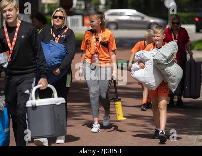 2022-07-09 14:04:20 ZEIST - les partisans des femmes Orange au Camping van Oranje. Au total, six cents fans peuvent séjourner au camping de Zeisterbossen lors de tous les matches de championnat d'Europe d'Orange. ANP JEROEN JUMELET pays-bas sortie - belgique sortie Banque D'Images