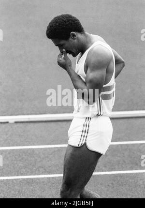 Championnat DU MONDE SPORTIF de l'IAAF HELSINKI 1983 DALEY THOMPSON Grande-Bretagne médaillée d'or de décathlon Banque D'Images