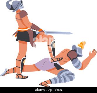 Combat Gladiateur, hommes en armure, armes guerriers Illustration de Vecteur
