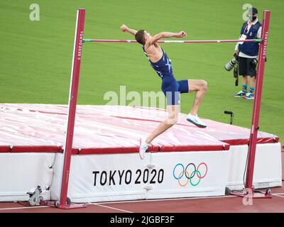 01 août 2021 - Tokyo, Japon : Ilya Ivanyuk de Russie en action lors de la finale du saut-en-haut masculin aux Jeux Olympiques de Tokyo en 2020 (photo : Mickael CH Banque D'Images