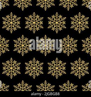 Motif fleuri façon flocon de neige doré sans couture sur fond brillant pour un design chic Banque D'Images