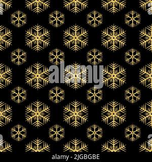 Fleur de flocon de neige doré mandala sans couture motif brillant arrière-plan scintillant Banque D'Images