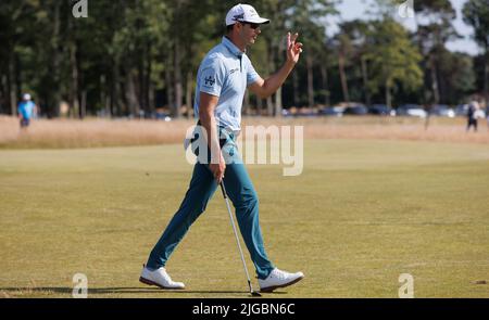 Cameron Tringale sur le 2nd pendant le troisième jour de l'Open d'Écosse Genesis au Renaissance Club, Berwick Nord. Date de la photo: Samedi 9 juillet 2022. Banque D'Images