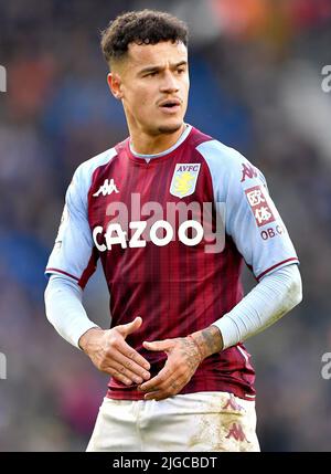 Philippe Coutinho d'Aston Villa - Brighton & Hove Albion / Aston Villa, Premier League, Amex Stadium, Brighton, Royaume-Uni - 26th février 2022 usage éditorial exclusif - restrictions DataCo applicables Banque D'Images