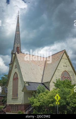 Église Steeple St. Johnsbury, Vermont. Banque D'Images