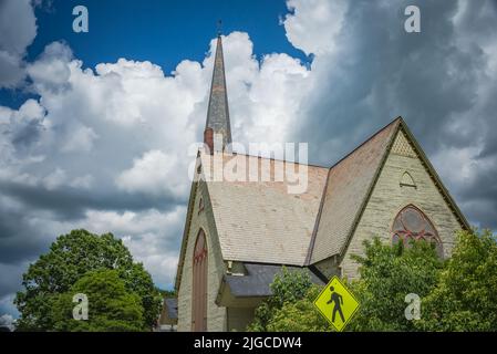 Église Steeple St. Johnsbury, Vermont. Banque D'Images