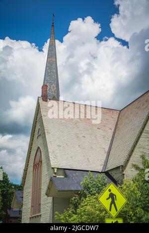 Église Steeple St. Johnsbury, Vermont. Banque D'Images