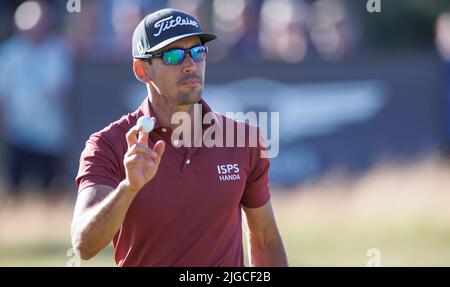 Rafa Cabrera Bello pendant la troisième journée de l'Open d'Écosse Genesis au Renaissance Club, North Berwick. Date de la photo: Samedi 9 juillet 2022. Banque D'Images