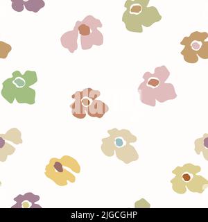 Motif fleuri sans couture avec roses à base d'ornements traditionnels d'art populaire. Fleurs colorées sur fond blanc. Style Doodle. Illustration vectorielle Illustration de Vecteur