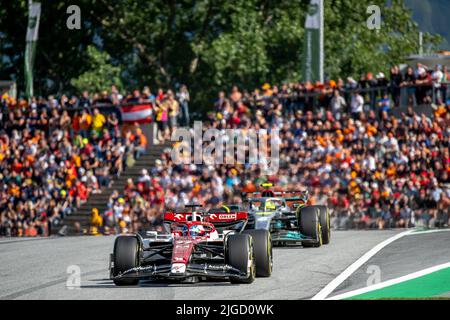 Spielberg, Autriche, 09th juillet 2022, Valtteri Bottas, de Finlande, est en compétition pour Alfa Romeo Racing. Sprint Race, manche 11 du championnat de Formule 1 2022. Crédit : Michael Potts/Alay Live News Banque D'Images