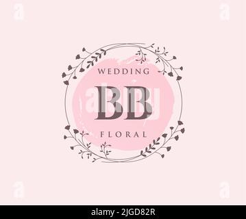 BB initiales lettre mariage monogramme logos modèle, dessin à la main moderne minimalistes et modèles floraux pour cartes d'invitation, Enregistrer la date, élégant Illustration de Vecteur