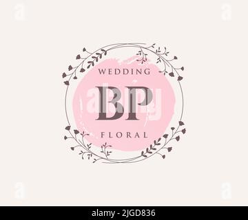 BP initiales lettre mariage monogramme logos modèle, dessin à la main moderne minimalistes et modèles floraux pour cartes d'invitation, Save the Date, élégant Illustration de Vecteur