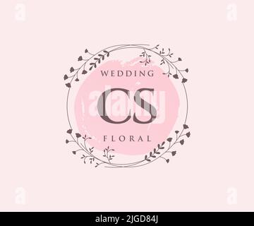 LETTRE initiales DE CS modèle de logos de monogramme de mariage, dessin à la main moderne minimaliste et modèles floraux pour cartes d'invitation, Enregistrer la date, élégant Illustration de Vecteur