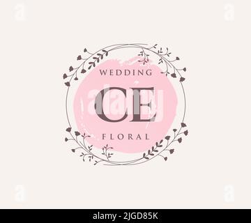 Ce initiales lettre mariage monogramme logos modèle, dessin à la main moderne minimalistes et modèles floraux pour cartes d'invitation, Enregistrer la date, élégant Illustration de Vecteur