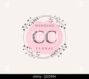 CC initiales lettre mariage monogramme logos modèle, dessin à la main moderne minimalistes et modèles floraux pour cartes d'invitation, Save the Date, élégant Illustration de Vecteur