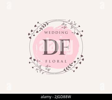 DF initiales lettre mariage monogramme logos modèle, dessin à la main moderne minimalistes et modèles floraux pour cartes d'invitation, Save the Date, élégant Illustration de Vecteur