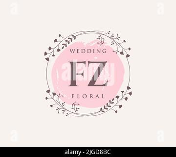 FZ initiales lettre mariage monogramme logos modèle, dessin à la main moderne minimalistes et modèles floraux pour cartes d'invitation, Enregistrer la date, élégant Illustration de Vecteur