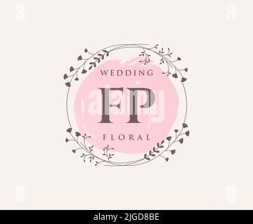 FP initiales lettre mariage monogramme logos modèle, dessin à la main moderne minimaliste et modèles floraux pour cartes d'invitation, Enregistrer la date, élégant Illustration de Vecteur