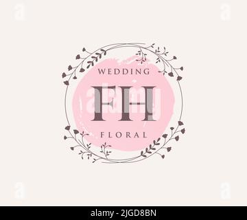 FH initiales lettre mariage monogramme logos modèle, dessin à la main moderne minimalistes et modèles floraux pour cartes d'invitation, Enregistrer la date, élégant Illustration de Vecteur