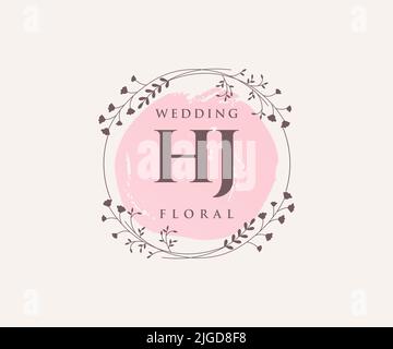 HJ initiales lettre mariage monogramme logos modèle, dessin à la main moderne minimalistes et modèles floraux pour cartes d'invitation, Enregistrer la date, élégant Illustration de Vecteur