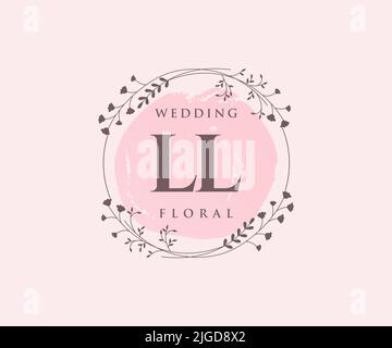 LL initiales lettre mariage monogramme logos modèle, dessin à la main moderne minimalistes et modèles floraux pour cartes d'invitation, Enregistrer la date, élégant Illustration de Vecteur