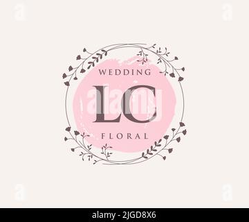 Lettre initiale LC modèle de logos de mariage, modèles minimalistes et floraux dessinés à la main pour cartes d'invitation, Enregistrer la date, élégant Illustration de Vecteur