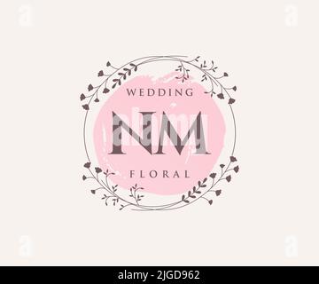 NM initiales lettre mariage monogramme logos modèle, dessin à la main moderne minimalistes et modèles floraux pour cartes d'invitation, Enregistrer la date, élégant Illustration de Vecteur