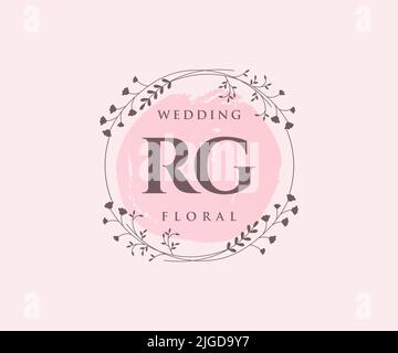 RG initiales lettre mariage monogramme logos modèle, dessin à la main moderne minimaliste et modèles floraux pour cartes d'invitation, Save the Date, élégant Illustration de Vecteur