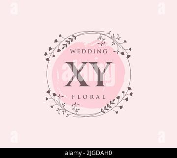 XY initiales lettre mariage monogramme logos modèle, dessin à la main moderne minimalistes et modèles floraux pour cartes d'invitation, Save the Date, élégant Illustration de Vecteur