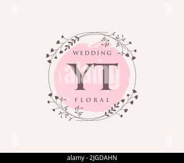 YT initiales lettre mariage monogramme logos modèle, dessin à la main moderne minimalistes et modèles floraux pour cartes d'invitation, Enregistrer la date, élégant Illustration de Vecteur