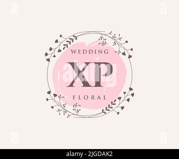 XP initiales lettre mariage monogramme logos modèle, dessin à la main moderne minimalistes et modèles floraux pour cartes d'invitation, Enregistrer la date, élégant Illustration de Vecteur