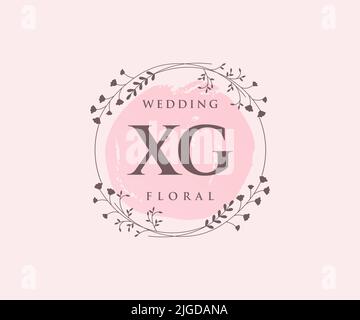 XG initiales lettre mariage monogramme logos modèle, dessin à la main moderne minimalistes et modèles floraux pour cartes d'invitation, Save the Date, élégant Illustration de Vecteur