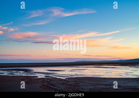 Plage de Southness af crépuscule en été. Southerness, Dumfries et Galloway, Écosse Banque D'Images