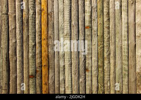 Mur construit de différentes couleurs. Ancienne texture de log. Arrière-plan en bois vertical. Banque D'Images